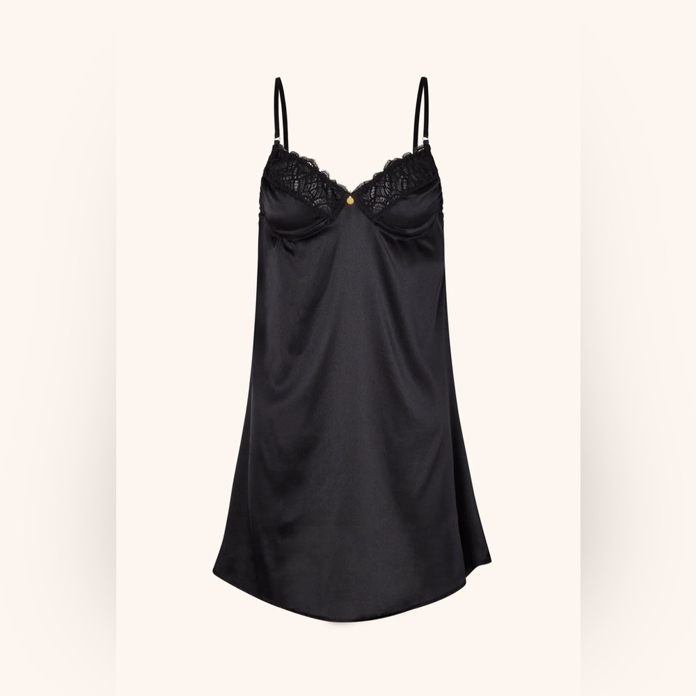 NWT GOOSEBERRY INTIMATES MANHATTAN BLACK SLIP DRESS SMALL